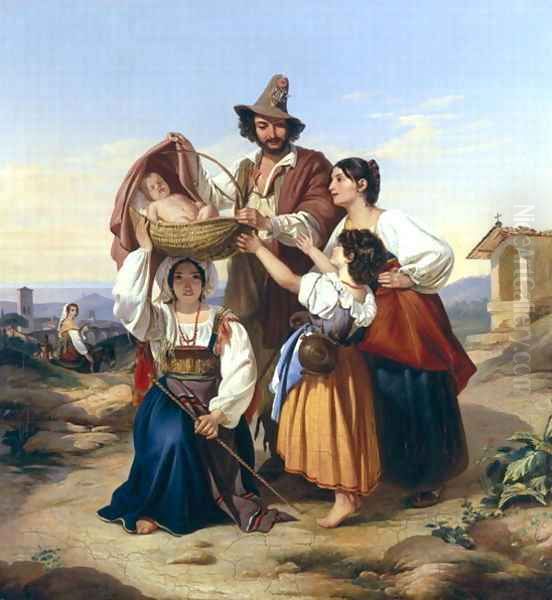 Italian Herdsman 1835 Oil Painting by Leopold Pollak