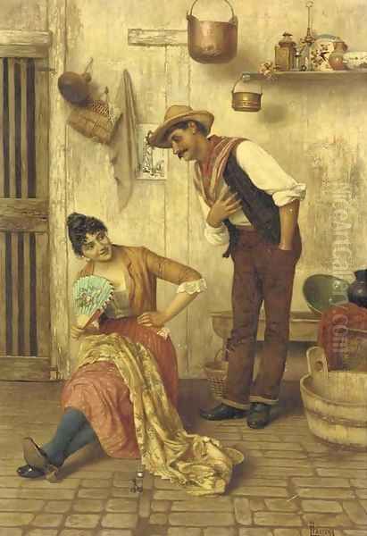 The Courtship Oil Painting by Luigi Pastega