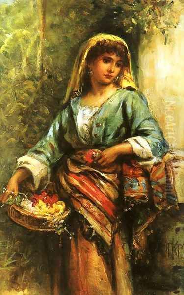 The Flower Girl Oil Painting by Thomas Kent Pelham