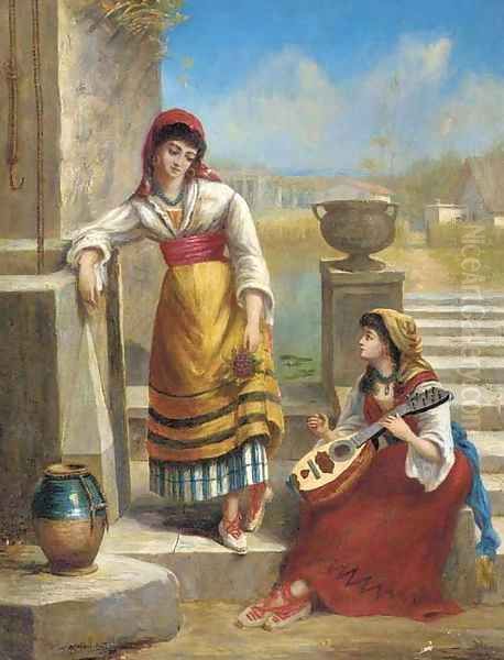 A Chat by the Way Oil Painting by Thomas Kent Pelham