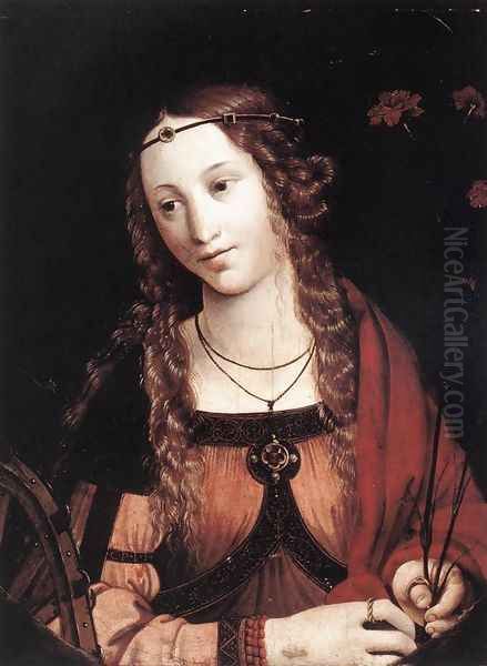 St Catherine of Alexandria 1540 Oil Painting by Callisto Piazza Da Lodi