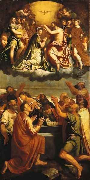 The Coronation of the Virgin Oil Painting by Callisto Piazza Da Lodi