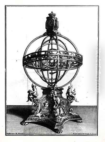 An Armillary Sphere of the Copernican System, engraved by Gerard Jean Baptiste Scotin 1671-1716 Oil Painting by Bernard Picart