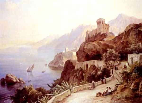 The Bay Of Salerno Oil Painting by Friedrich, the Elder Preller