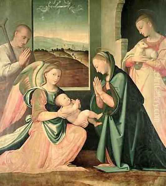 The Holy Family with St. Agnes Oil Painting by Fra Paolino