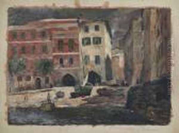 Der Fischerhafen Von Vernazza Oil Painting by Georg Macco