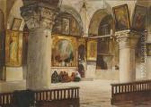 Jerusalem - Inneres Der Grabeskirche Oil Painting by Georg Macco