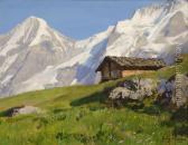 Auf Sonniger Hohe (monch & Jungfrau) Oil Painting by Georg Macco