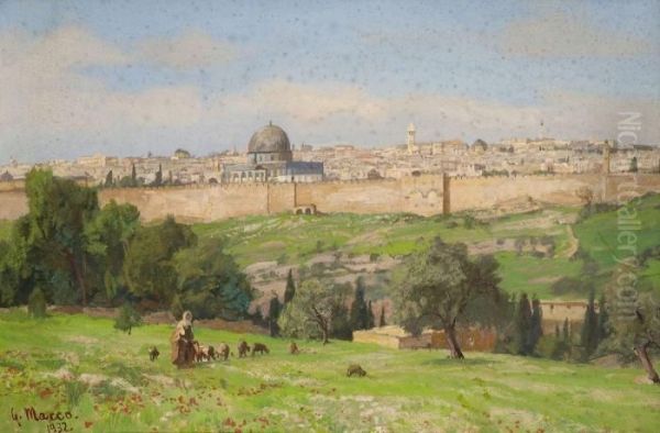 Blick Auf Jerusalem Oil Painting by Georg Macco