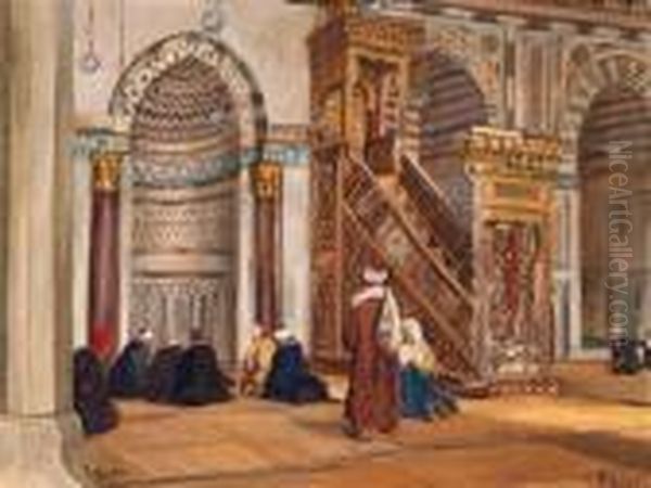 Gebet In Der Al Mu'ayyad Moschee Oil Painting by Georg Macco