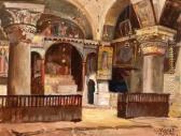 Blick In Die Helenenkapelle In Der Grabeskirche Oil Painting by Georg Macco