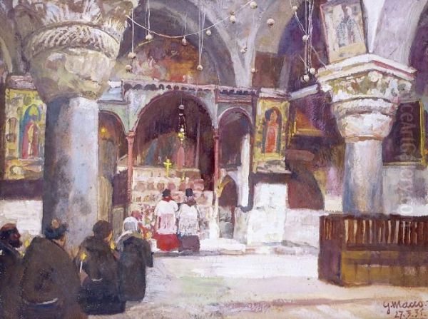 Veillee Dans Une Eglise D'orient Oil Painting by Georg Macco