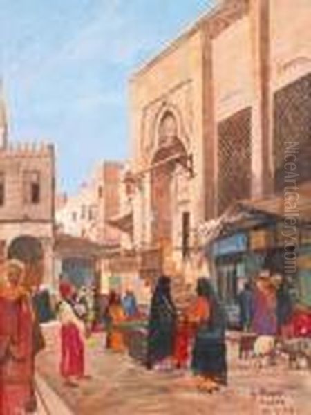 Strasenszene In Kairo Oil Painting by Georg Macco