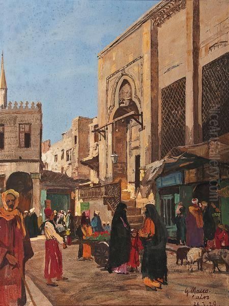 Market Scene, Cairo Oil Painting by Georg Macco