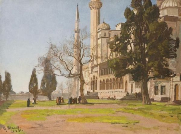 Mosquee A Istanbul Oil Painting by Georg Macco