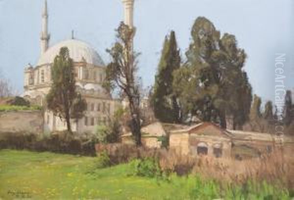 La Mosquee D'eyup, Istanbul Oil Painting by Georg Macco