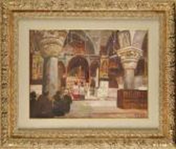 Interieur D'eglise Orthodoxe Oil Painting by Georg Macco