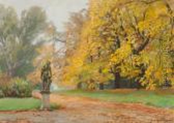 Parklandschaft Im Herbst Oil Painting by Georg Macco