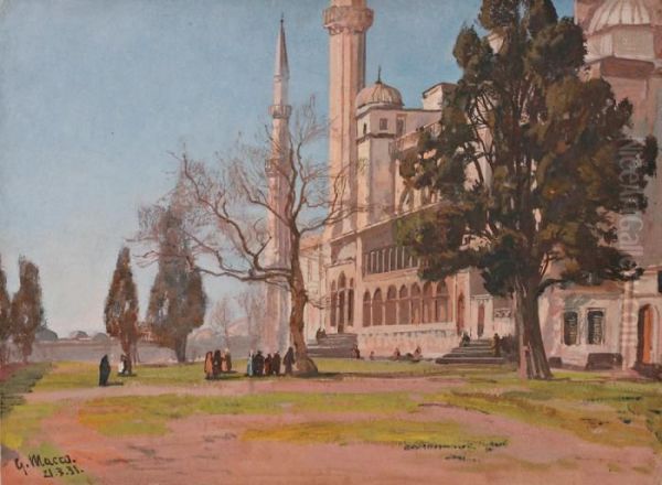 Devant La Mosquee Oil Painting by Georg Macco