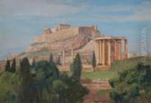 Vue De L'acropole Oil Painting by Georg Macco