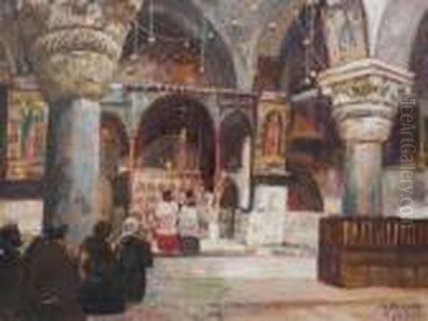 Interieur D'eglise Orthodoxe Oil Painting by Georg Macco