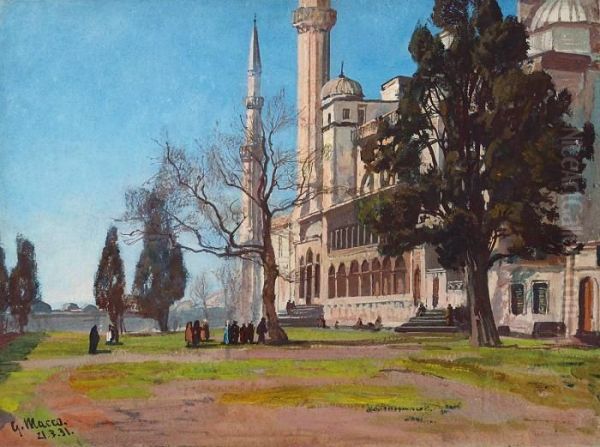 Vue De Lamosquee Suleyman A Istambul Oil Painting by Georg Macco