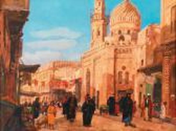 Vue De La Mosquee Du Sultan Eyup E Istanbul Oil Painting by Georg Macco