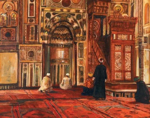 Priere E La Mosquee, Le Caire Oil Painting by Georg Macco