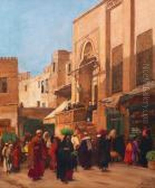 Scene De Rue Oil Painting by Georg Macco