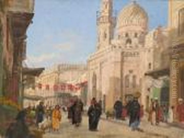 Strasenszene In Kairo. Oil Painting by Georg Macco