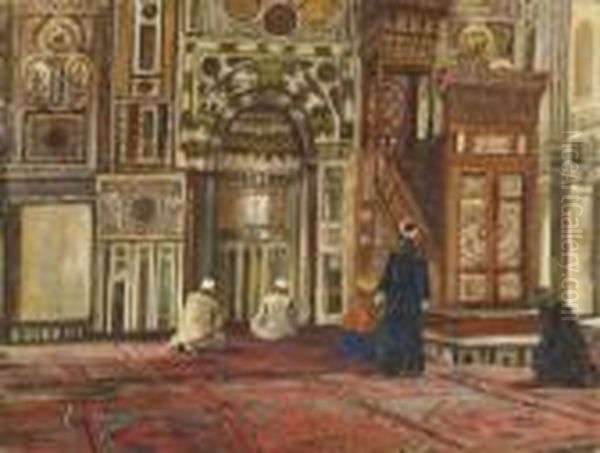 Kairo - Andacht In Der Moschee. Oil Painting by Georg Macco