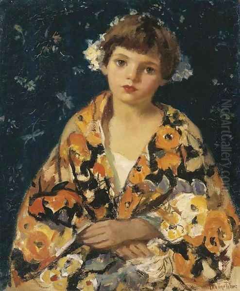 Girl in Kimono Oil Painting by Pauline Lennards Palmer