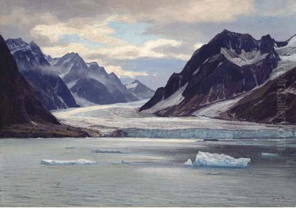 Glacial Coast, Spitzbergen Oil Painting by Georg Macco