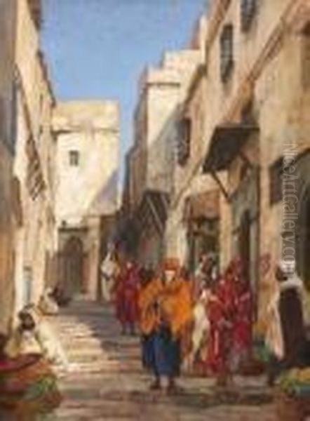 Strasenszene In Algier. Oil Painting by Georg Macco