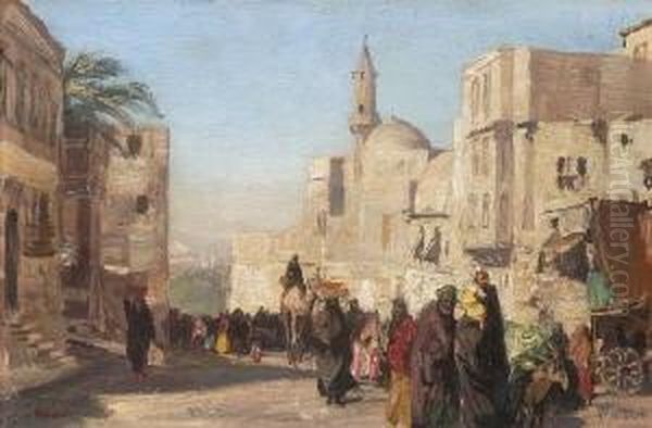 Strasenszene In Kairo. Oil Painting by Georg Macco