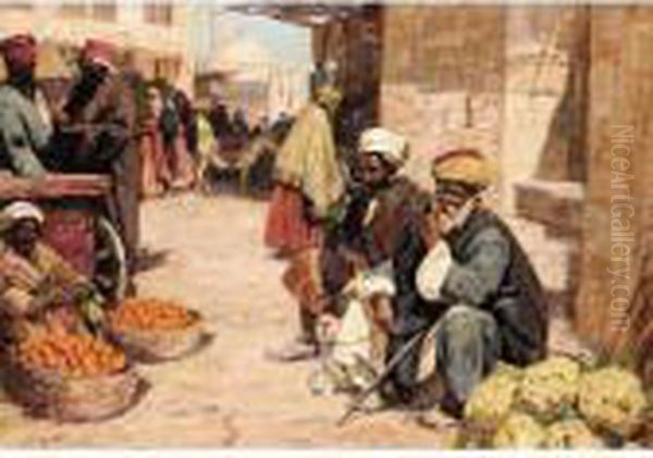 The Orange Seller Oil Painting by Georg Macco