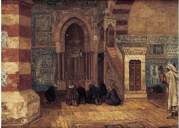 Priere Dans La Mosquee Oil Painting by Georg Macco