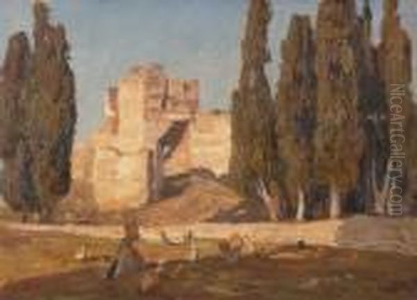 Partie In Konstantinopel
 (istanbul). Oil Painting by Georg Macco