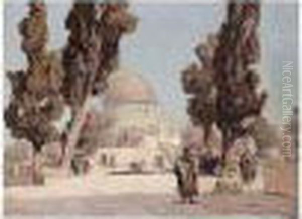 The Omar Mosque, Jerusalem Oil Painting by Georg Macco