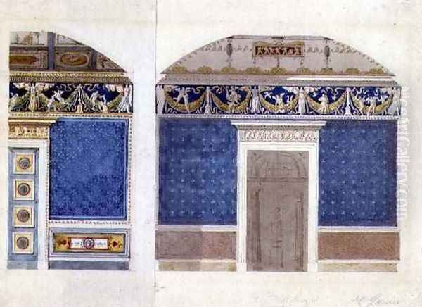 Design for an Empire palace interior, c.1810 Oil Painting by Charles Percier