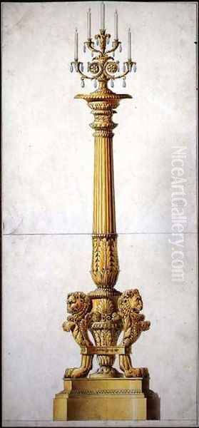 Design for a Neo-Classical Candelabra, c.1820 Oil Painting by Charles Percier