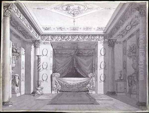 Design for an Empire Bedroom, c.1810 Oil Painting by Charles Percier