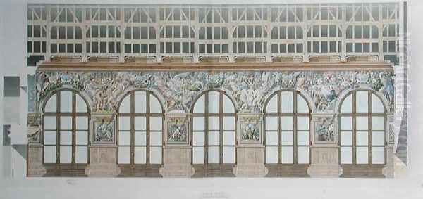 Ms 1014 Elevation of the ballroom at Fontainebleau, plate from an album 2 Oil Painting by Charles Percier