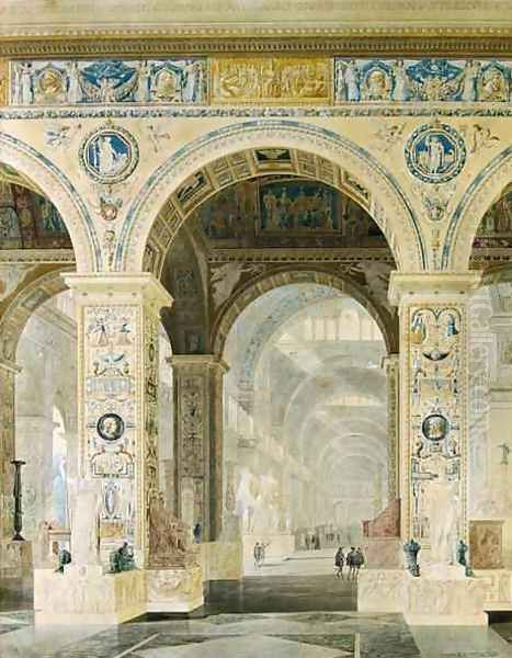 Interior View of the Louvre Oil Painting by Charles Percier