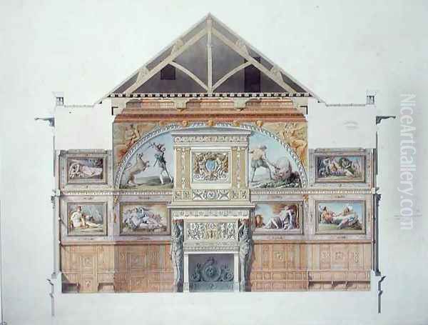 Ms 1014 Elevation of the ballroom at Fontainebleau, plate from an album Oil Painting by Charles Percier