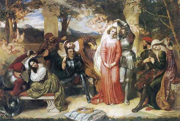 The Contest of Beauty for the Girdle of Florimel Britomartis Unveiling Amoret Oil Painting by Frederick Richard Pickersgill