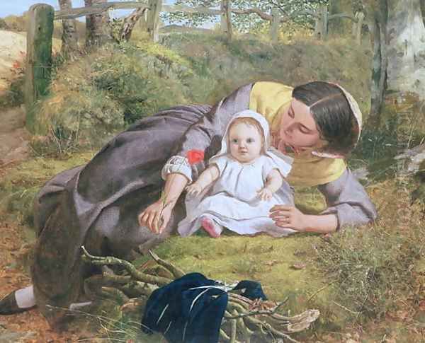 Mother and Child with a poppy Oil Painting by Frederick Richard Pickersgill