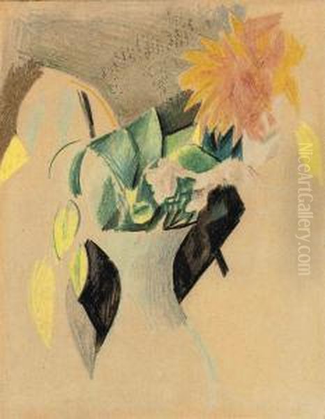 Blumen In Weisser Vase Ii Oil Painting by August Macke