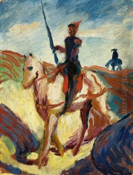 Don Quichotte Oil Painting by August Macke