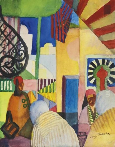 Im Bazar Oil Painting by August Macke